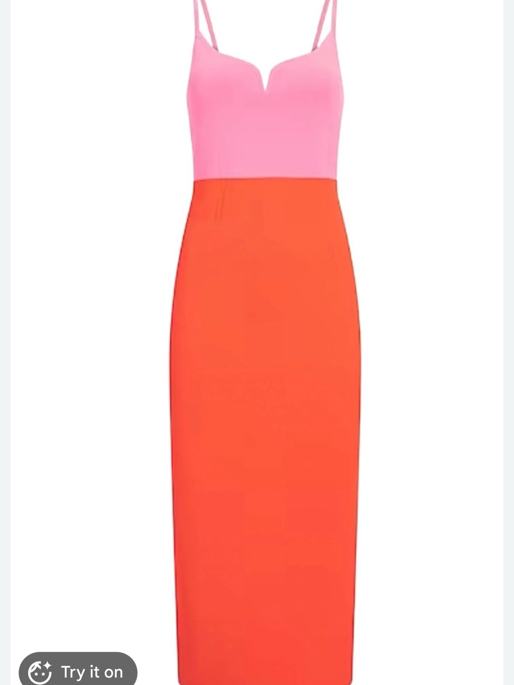 NWT Express Body Contour Colorblock Pink & Orange Midi Dress - Picture 3 of 8